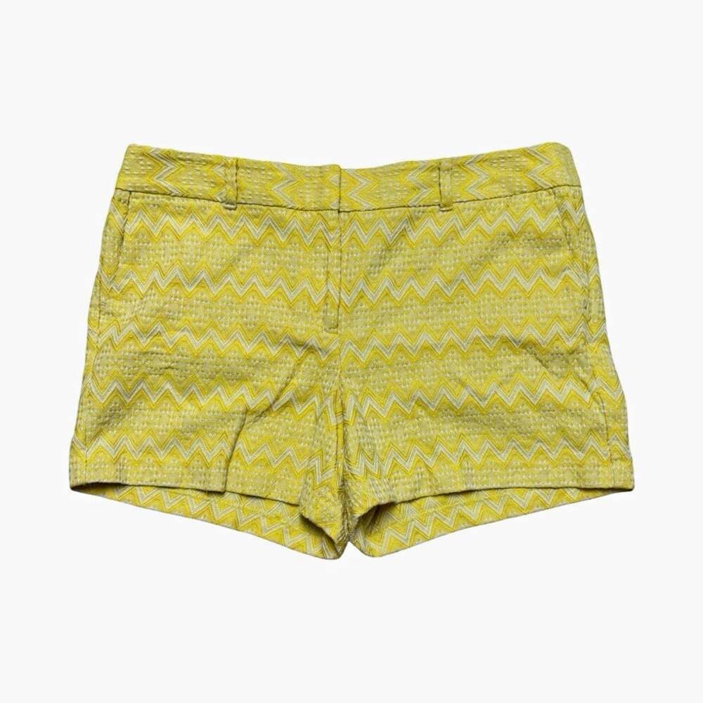 Ann Taylor Factory Chino Shorts Jacquard Chevron Yellow/White Size 16 Women’s
